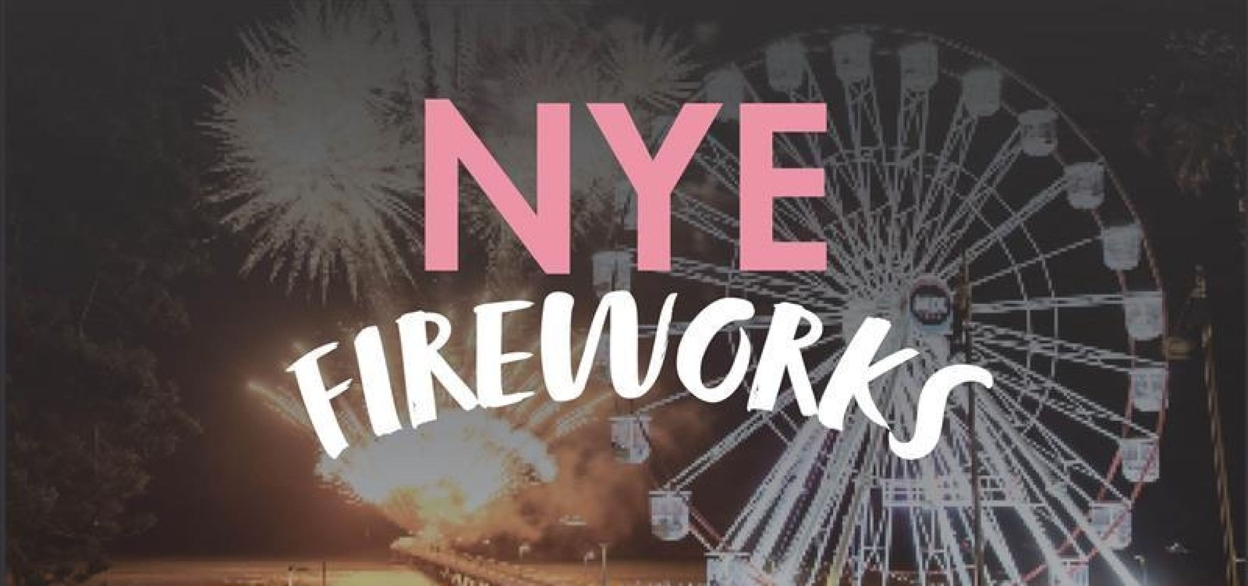 New years eve fireworks and big ferris wheel