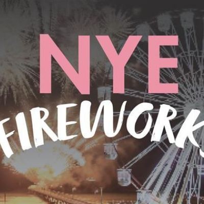 New years eve fireworks and big ferris wheel