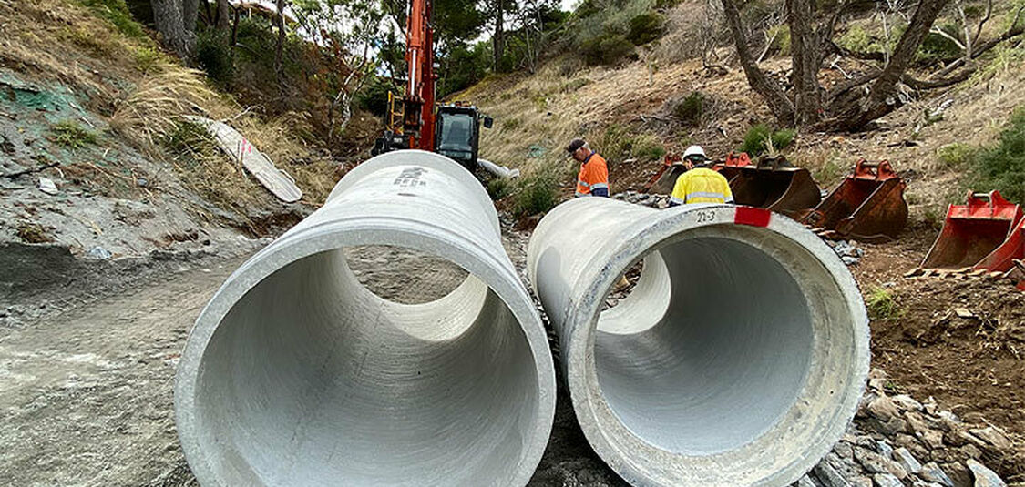 Pine Gully stormwater works progressing