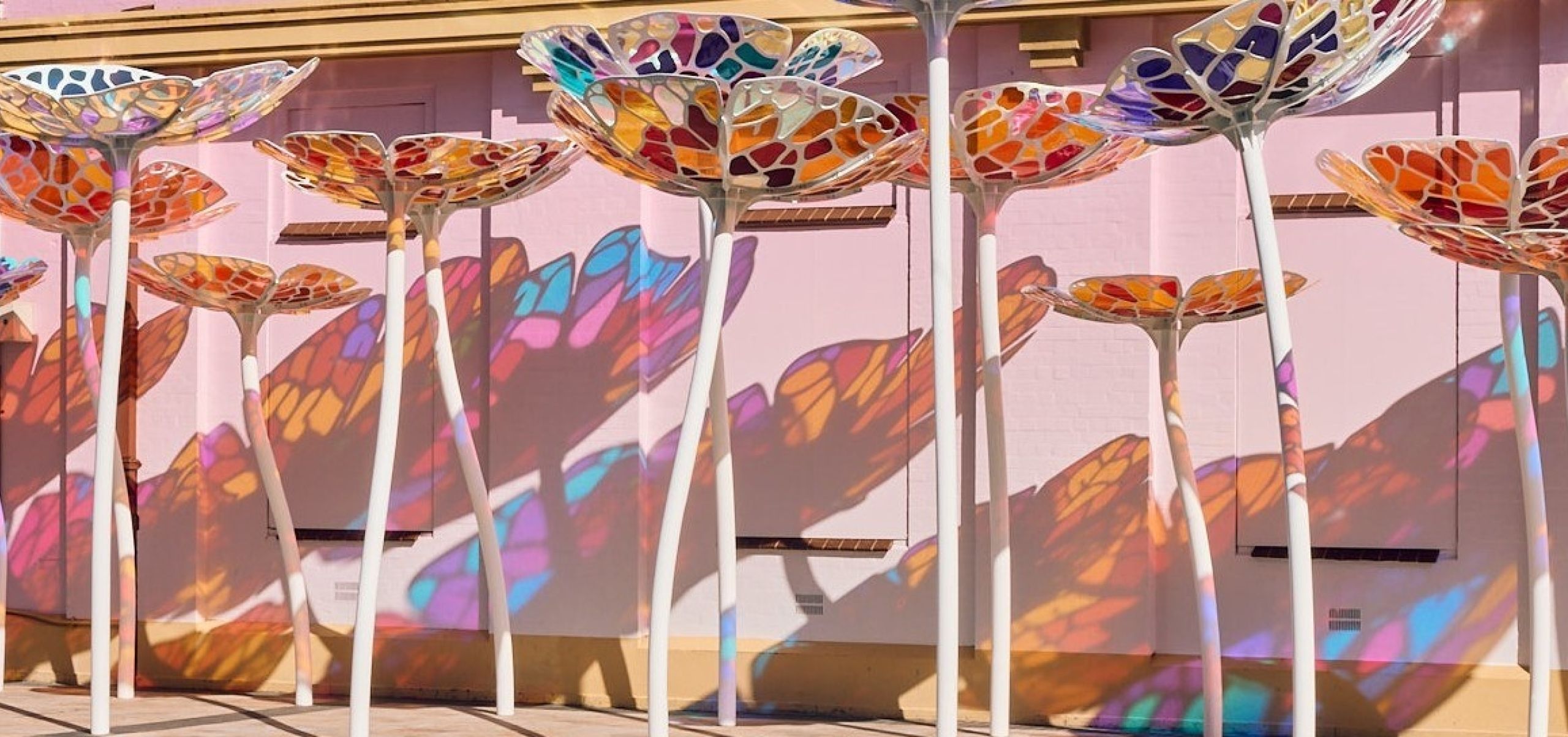 glass flower art installation