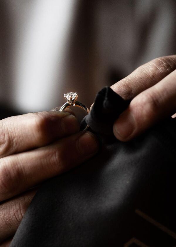 Close up of a ring bring polished