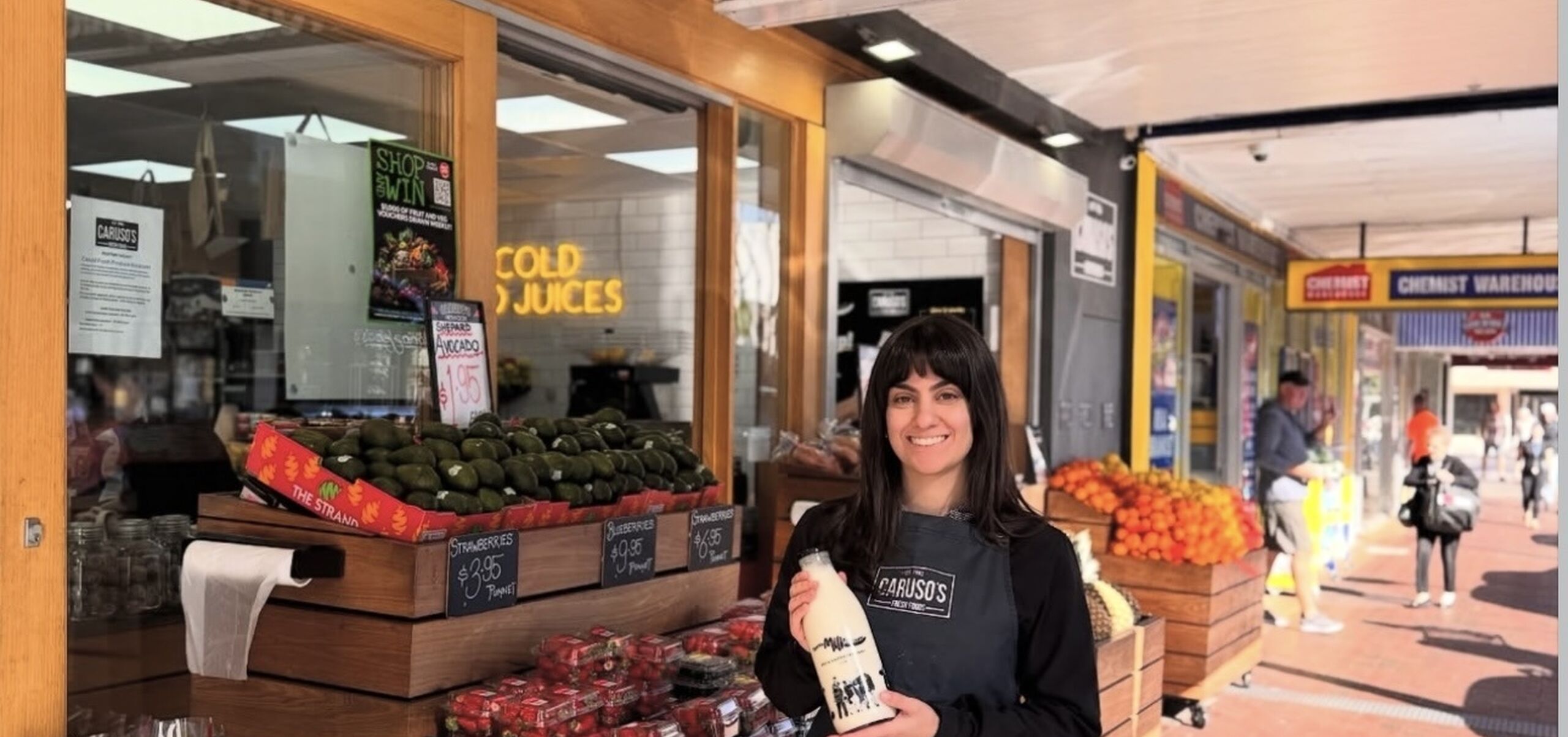 grocer outside carusos fresh food